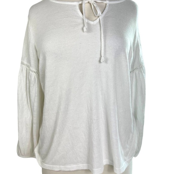 Old Navy Linen White Flowy Shirt Blouse Size L Beach Cover Up Top - Picture 6 of 10